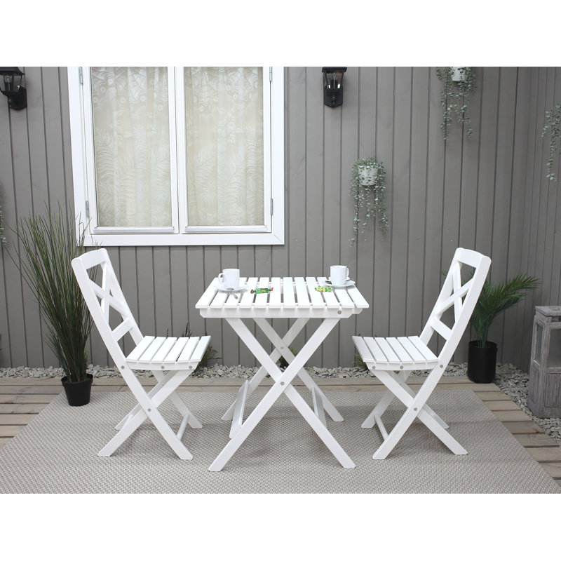 Arlott 2 - Person Wood Patio Dining Set with Square Table, White