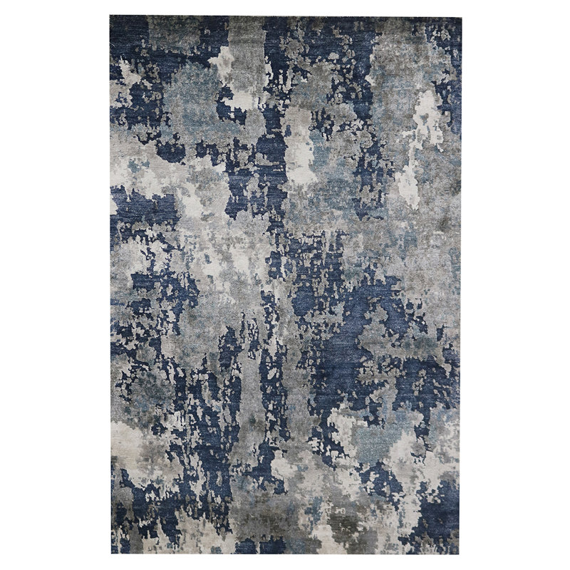 Abstract Area Rug in Dark Blue/Gray, Rectangle 5' x 7'