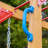 Dolphin Playground Wooden Outdoor Swing Set With 2 Belt Swings, Gym Rings, And Climbing Ladder For Kids