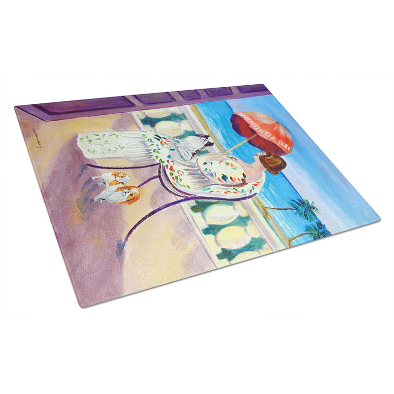 East Urban Home Lady with Her Japanese Chin Glass Cutting Board