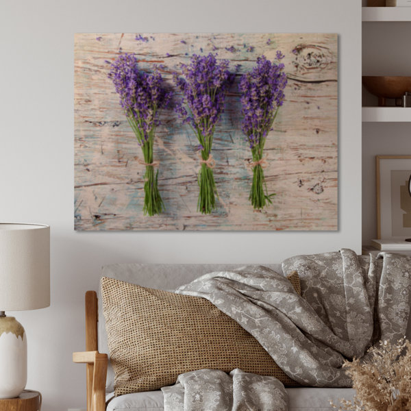 Ophelia & Co. Fresh Lavender On Wood On Wood Painting | Wayfair