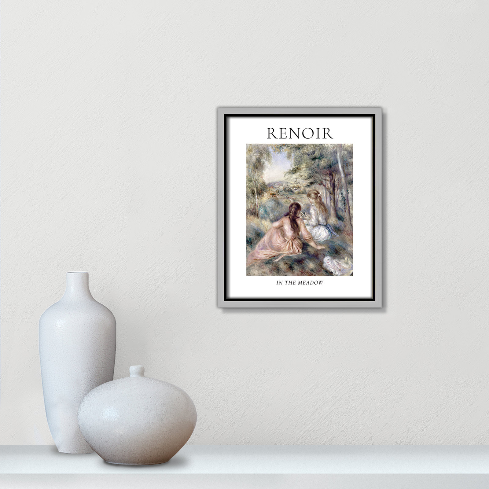 Old Masters Collection "In the Meadow" Print, No, 41.5" H x 31.5" W x 2" D, Silver Floater Frame