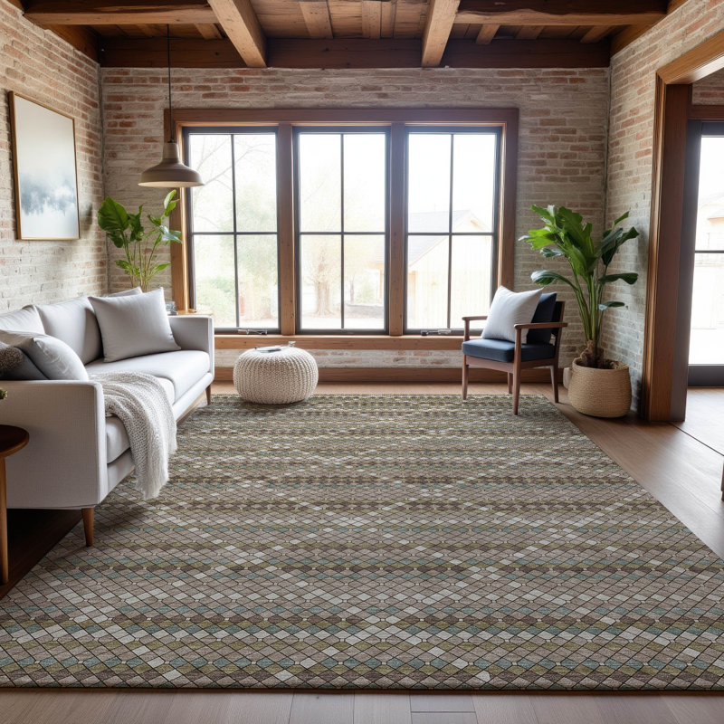 Premium Machine Washable Elize AMF1436 Lattice Rug, Rectangle 10' x 14'