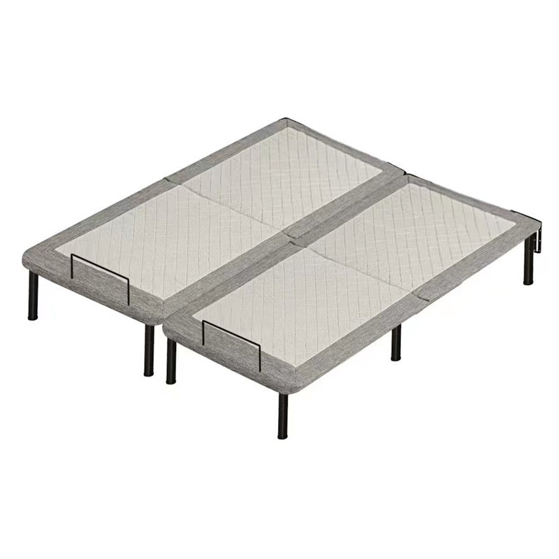 Haslet 14″ Folding Steel Platform Bed Frame with Upholstered Mesh – King Size, Adjustable Height, Assembly Required, King