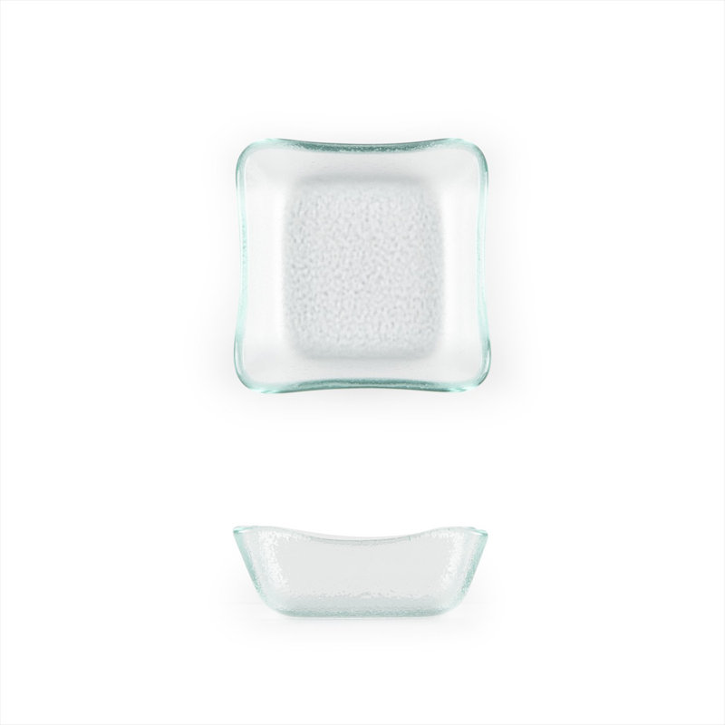 Handcrafted Clear Glass Square Salad/Dessert Plates Set of 6