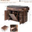 Îlot de cuisine mobile avec poubelle intégrée, abattant rabattable, étagère réglable, porte-épices, placard de luxe au fini noyer et étagère à serviettes - Brun