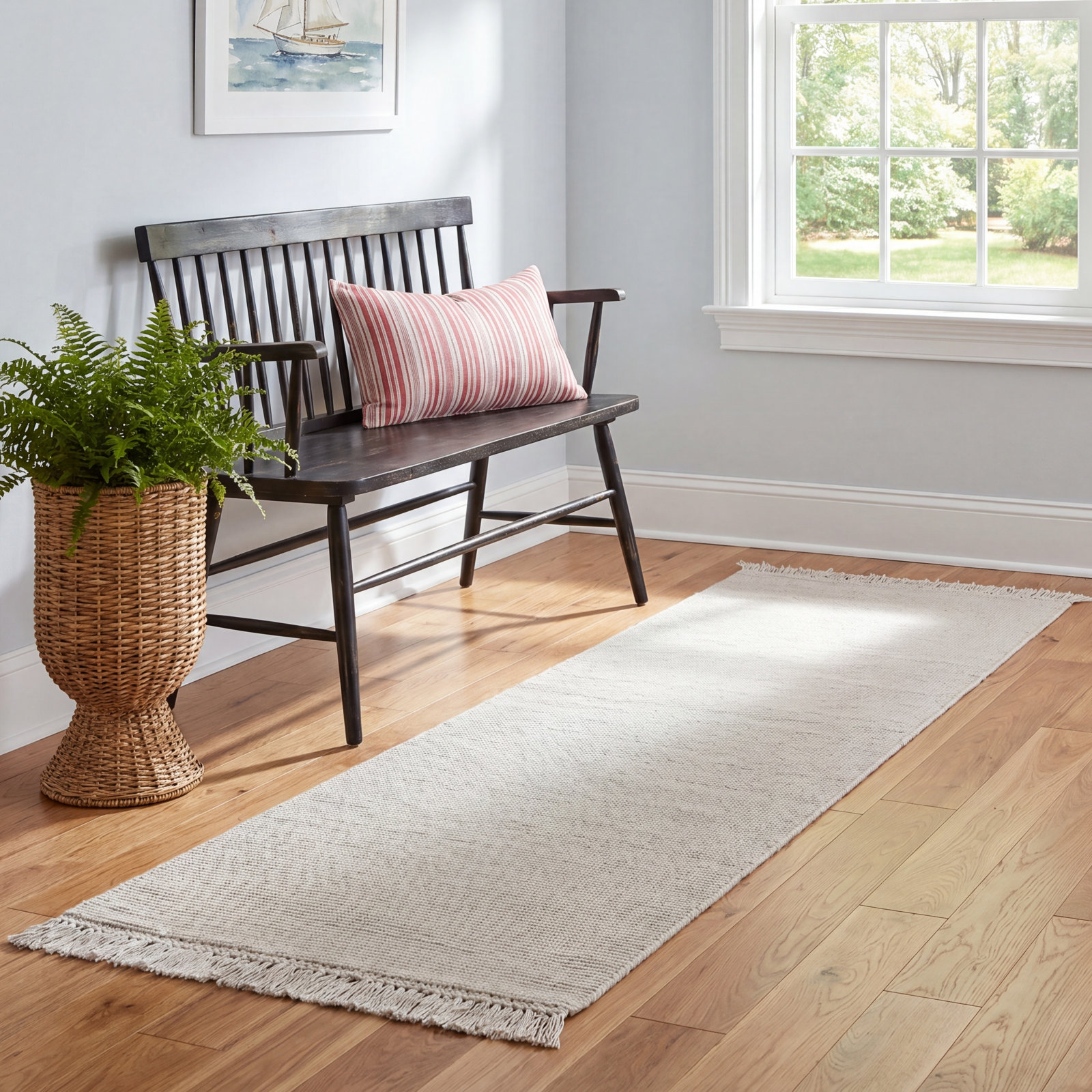 Liska Bisque Hand-Loomed Rug, Runner 2'6" x 8'6"