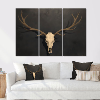 «White Antler Glow Accented with Gold» - ensemble d'art mural crâne
