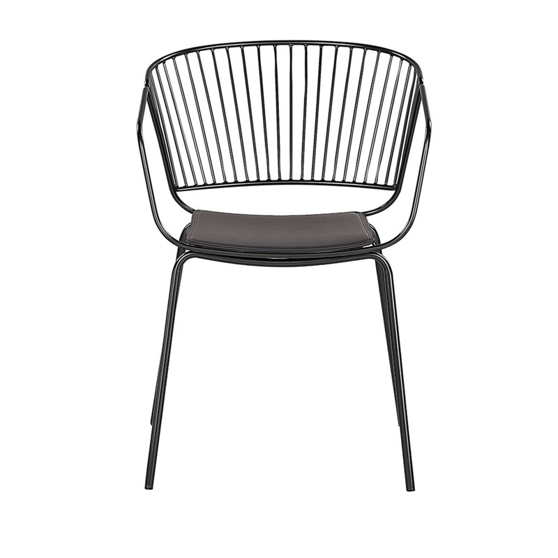 Boghos 44cm H Metal Slat Back Armchair, Black