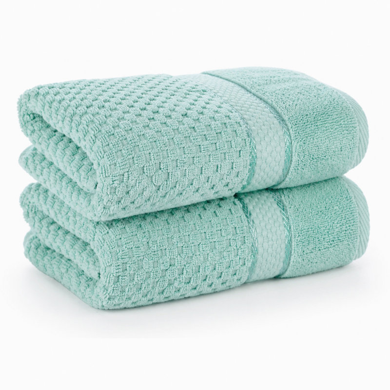 Collection de serviettes texturées 100% coton Mulaayam, Vert menthe, Essuie-mains - paquet de 2