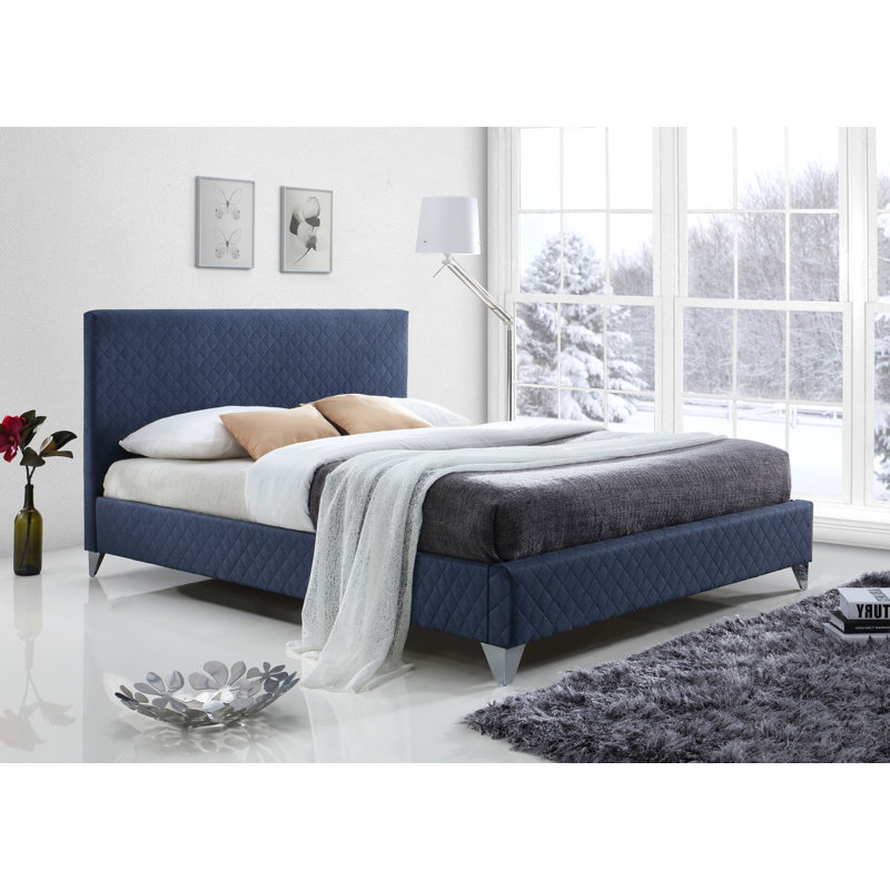 Bryanna Upholstered Bed, Blue, Double (4'6)