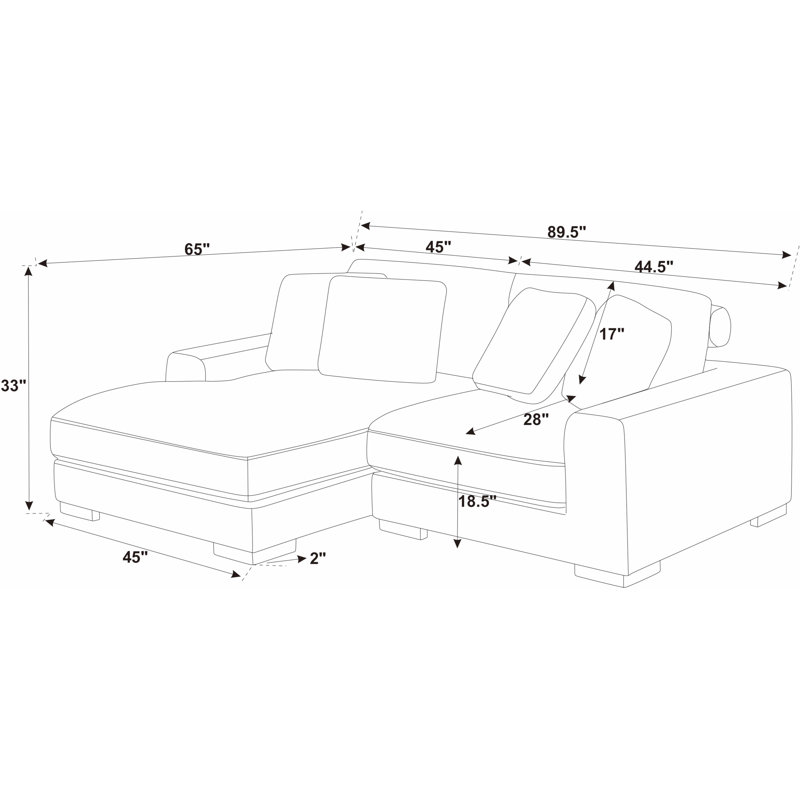 Flaubert Gwendoly 89.5" Wide Sofa and Chaise