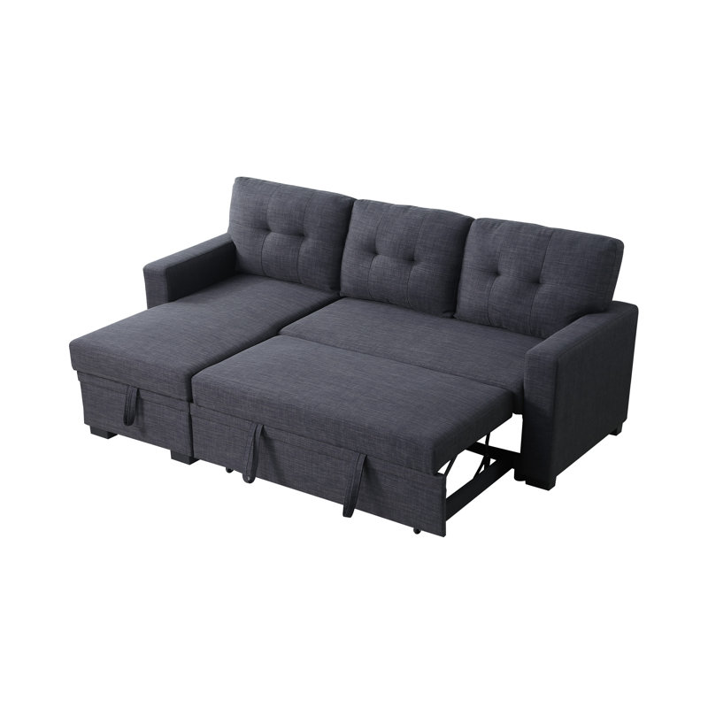 Storage Sofa: Cotton Linen & Fibre Foam Combo, Dark Grey Cotton Linen