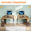 L-Shaped Metal Base Computer Desk with Power Outlet-867855841
