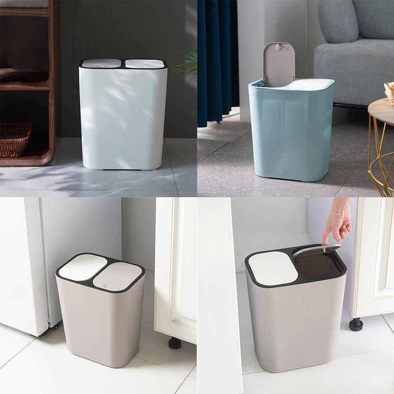 Bock Plastic Swing Top Multi-Compartment Rubbish & Recycling Bin - 12L, White