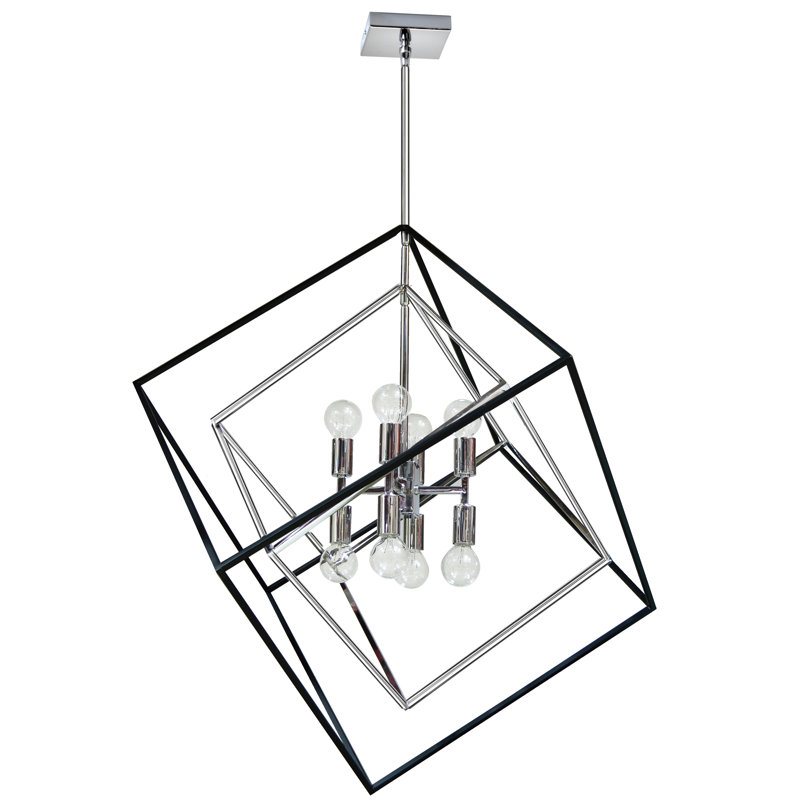 Kappa 8 Light Candle Style Square / Rectangle Chandelier, Polished Chrome