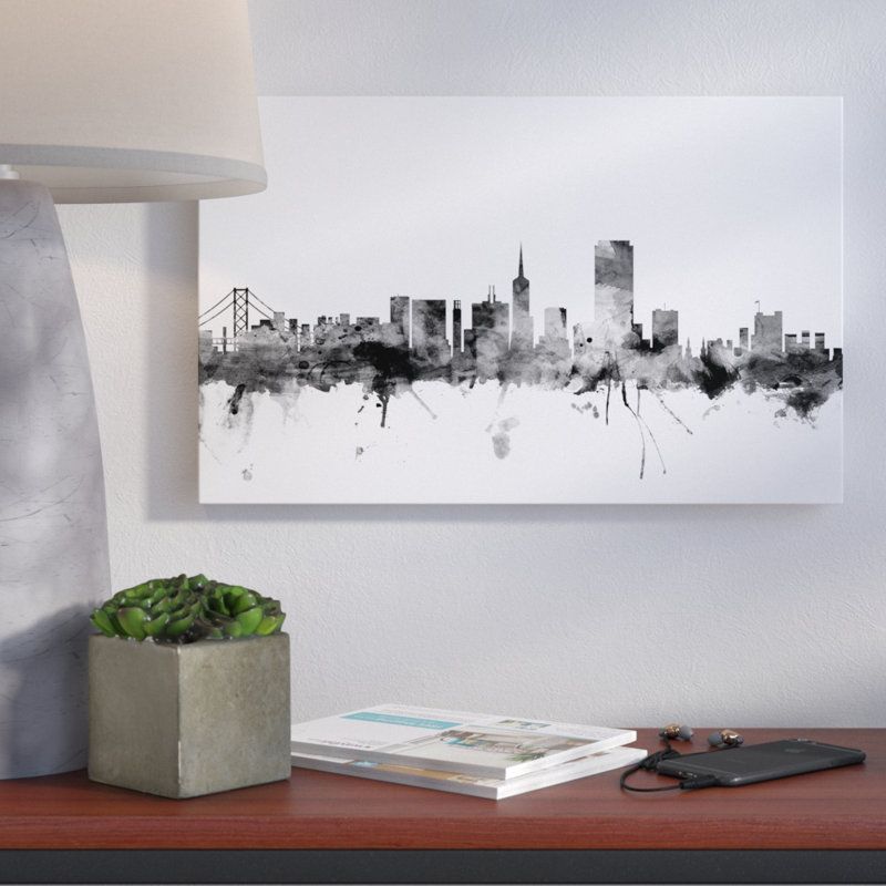 " San Francisco City Skyline ", 12" H x 19" W x 2" D