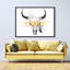 Cow Skull With Feather Print On Canvas