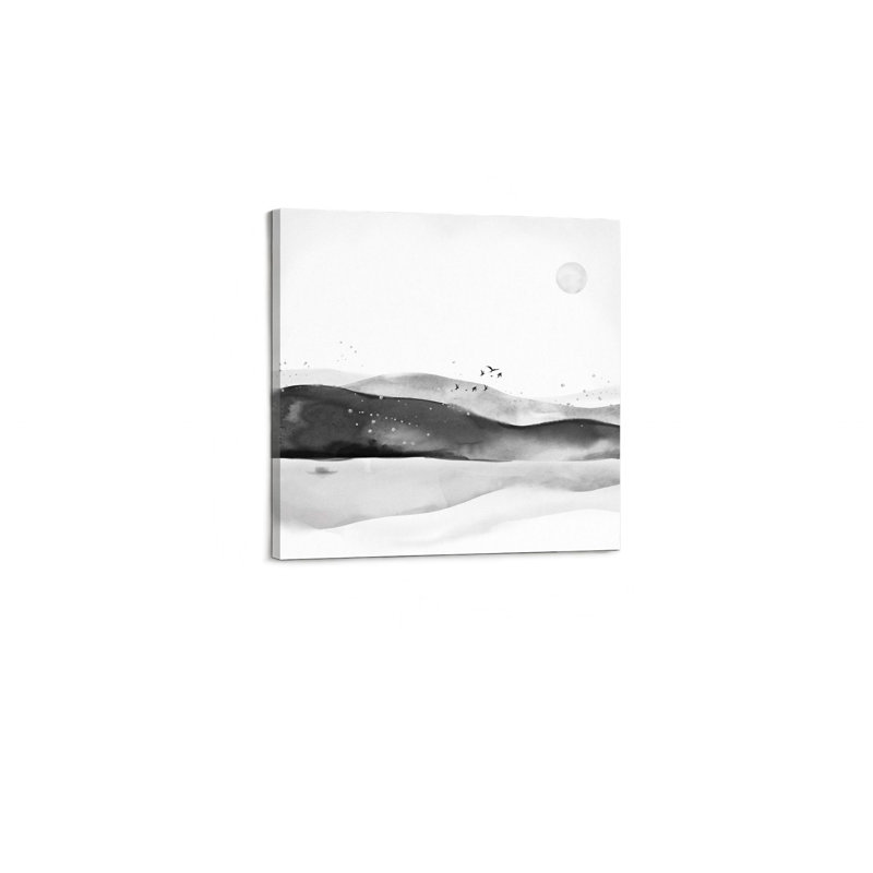 Art mural en toile noir et blanc lever de soleil sur les montagnes, décoration moderne de qualité supérieure, 24 x 24 po