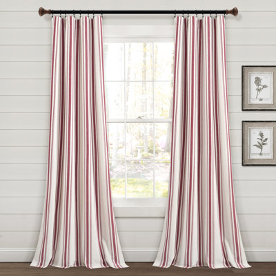 Lush Decor Farmhouse Stripe Yarn Dyed Cotton Blend Semi-Sheer Curtain Panels Pair Drapes (Set of 2)