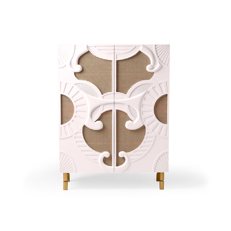 Traje De Luces 47'' Bar Cabinet, Rose/Polished Brass
