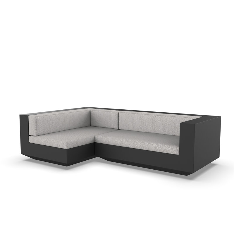Canapé modulaire d'extérieur avec coussins 102,25 po Vela, Accoudoir à gauche (vu de face), Taupe nautique, Noir