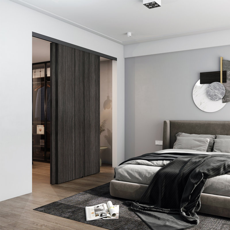Black Aluminum Double Door Barn Door Hardware Kit Double Bypass