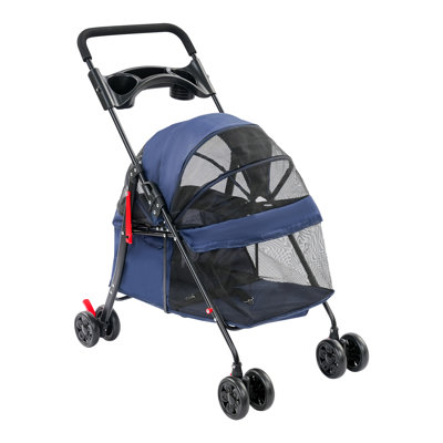 Foldable Pet Travel Cart Pet Stroller Comfortable Travel Buggy For Shopping & Outdoor Walks With Small Medium Dogs And Cats
