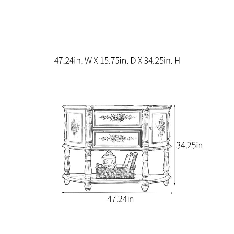American Retro Multifunctional Console Table, 34.25" H x 47.24" W x 15.75" D