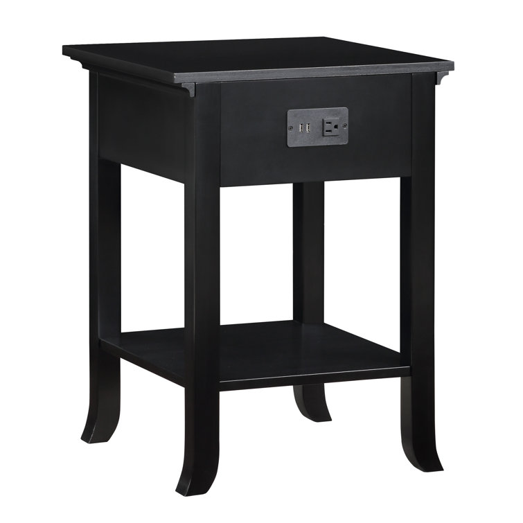 Carbin 24.25" Tall 1 Drawer End Table with Built-in Outlets and Pull-Out Shelf
