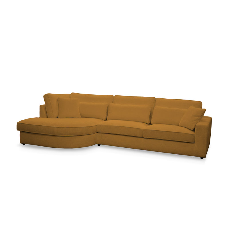 Bustamonte 4 Seater Corner Sofa , Yellow polyester, Left Hand Facing