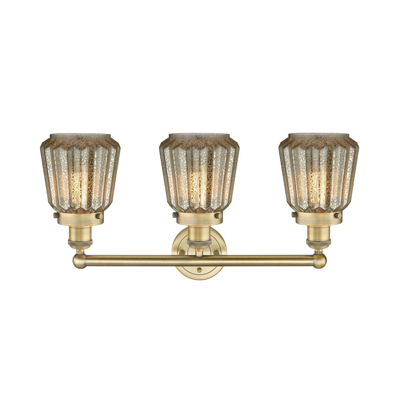 Éclairage pour meuble-lavabo à 3 lumières Aretzy, Mercurisé, Laiton brossé
