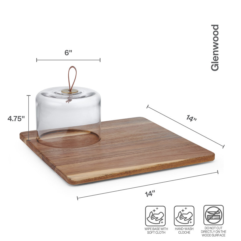 Glenwood Square Serve Board with Cloche