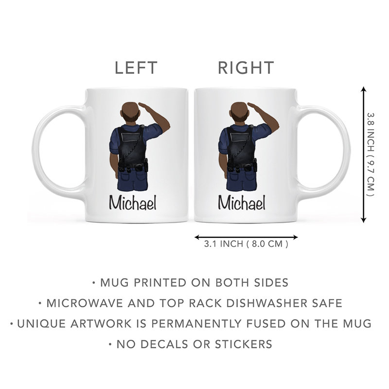 Tasse à café personnalisée, Policier brun / noir 1, Oui