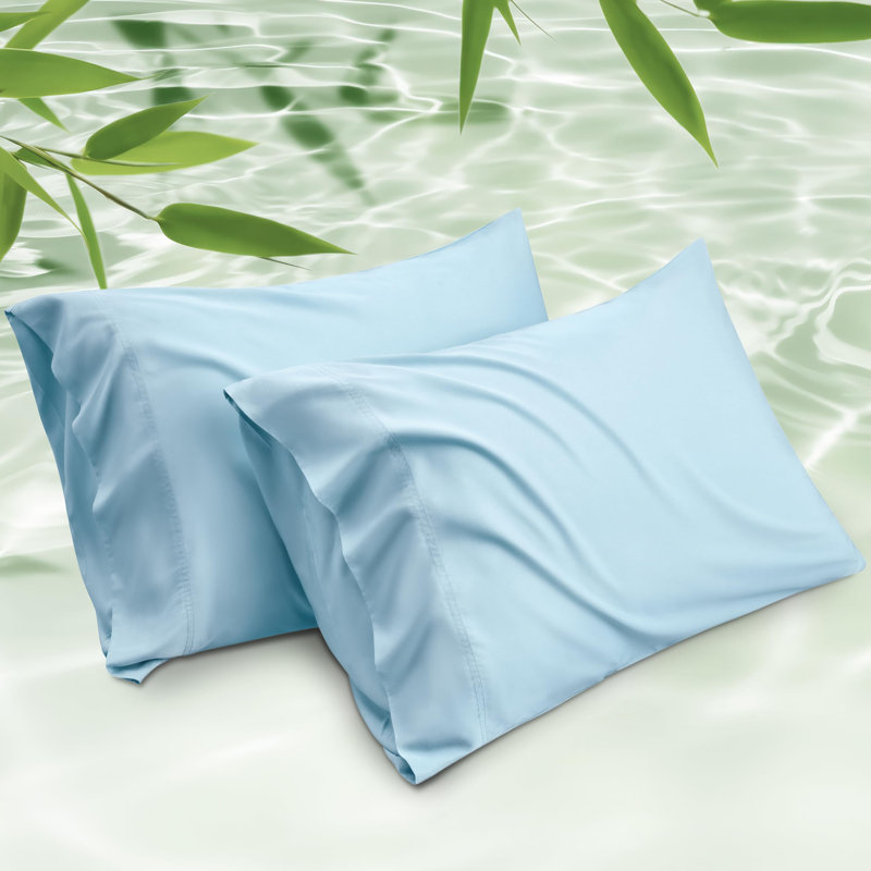 Rayon from Bamboo Cooling Pillowcase, Queen Pillowcase, Aqua Blue