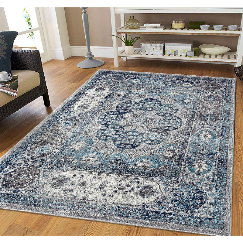 Tapis d'inspiration sud-ouest gris Honig, Rectangle 5 pi 1 po x 7 pi 6 po