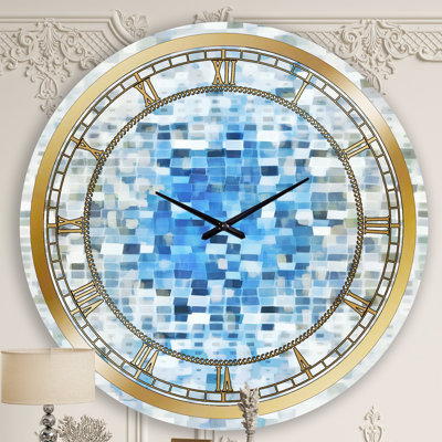Geometric Blue Spots I - horloge murale moderne
