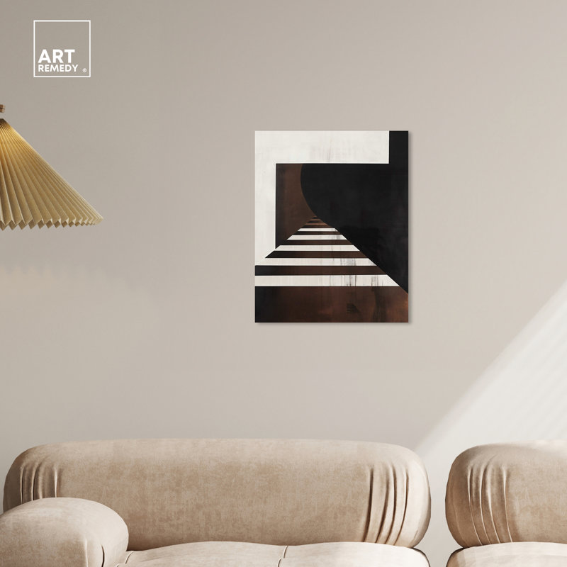 Art Remedy Vertigo Black and Brown Abstract Canvas Wall Art, 16" x 20"