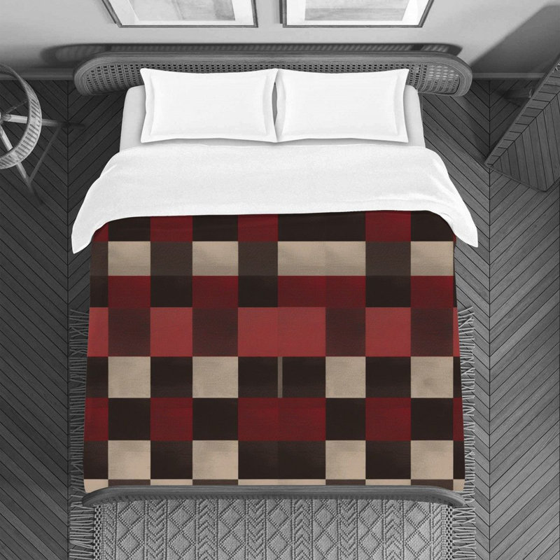 Checkered Faded Plaid Duvet Cover, Queen Duvet Cover