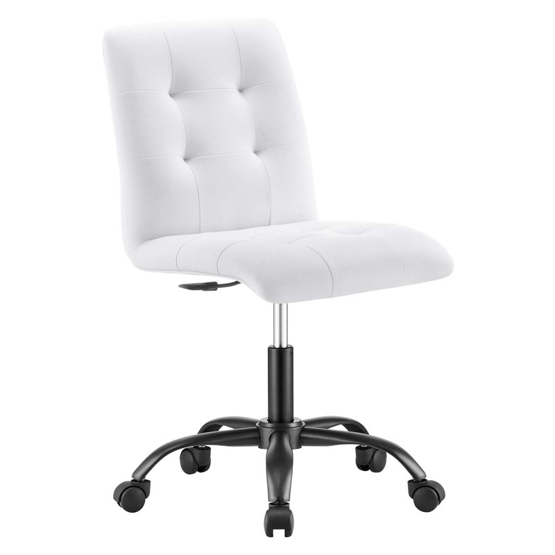 Modway Prim Armless Vegan Leather Office Chair, White
