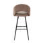Tabouret de bar à hauteur fixe en métal noir et tissu brun avec repose-pieds carré - ensemble de 2-129507179-129507184-129507189