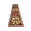 Tapis de couloir unique en laine noué à la main de style années 1960 de 2 pi 8 po x 14 pi 8 po en rouge foncé / jaune / gris