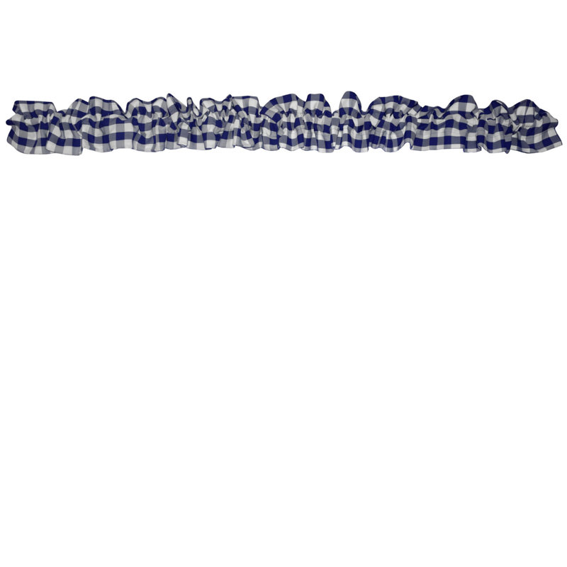 Cantonnière à carreaux sur mesure, L 58 po x L 5 po, Bleu marine
