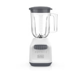 Black+decker 750w Ice Crushing Blender, 56oz Perfectpour Jar, 6-tip Stainless Steel Blade, 8 Speeds + Pulse, White