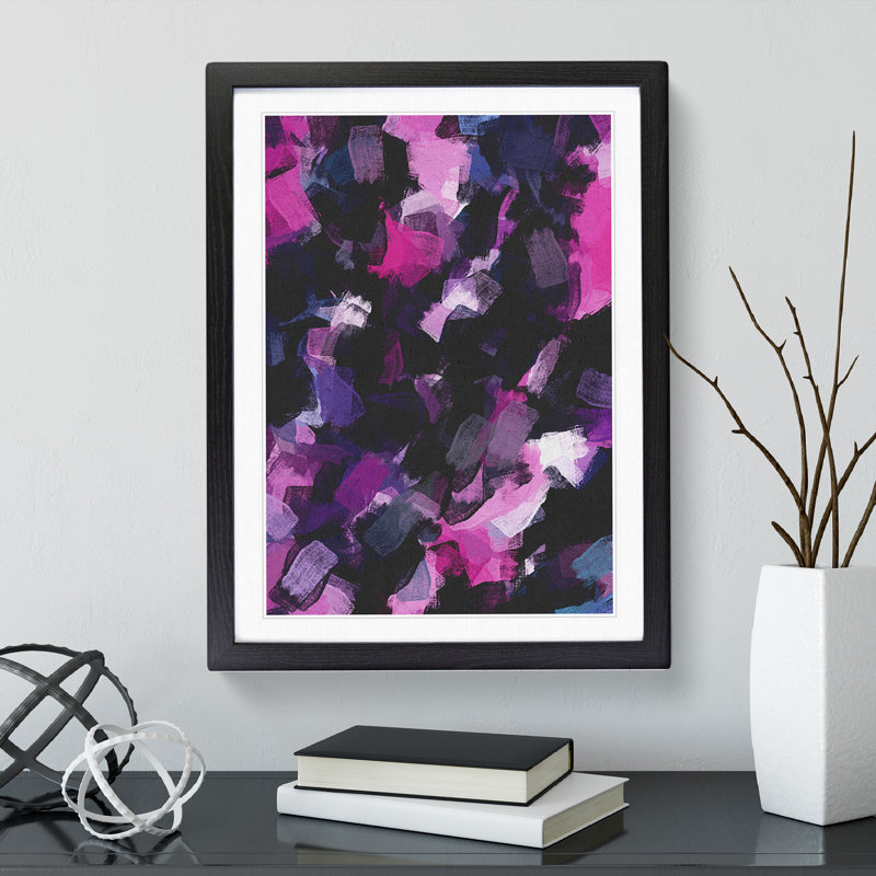 Headlong Abstract - Single Picture Frame Painting, Black Framed, 64cm H x 46cm W x 2cm D