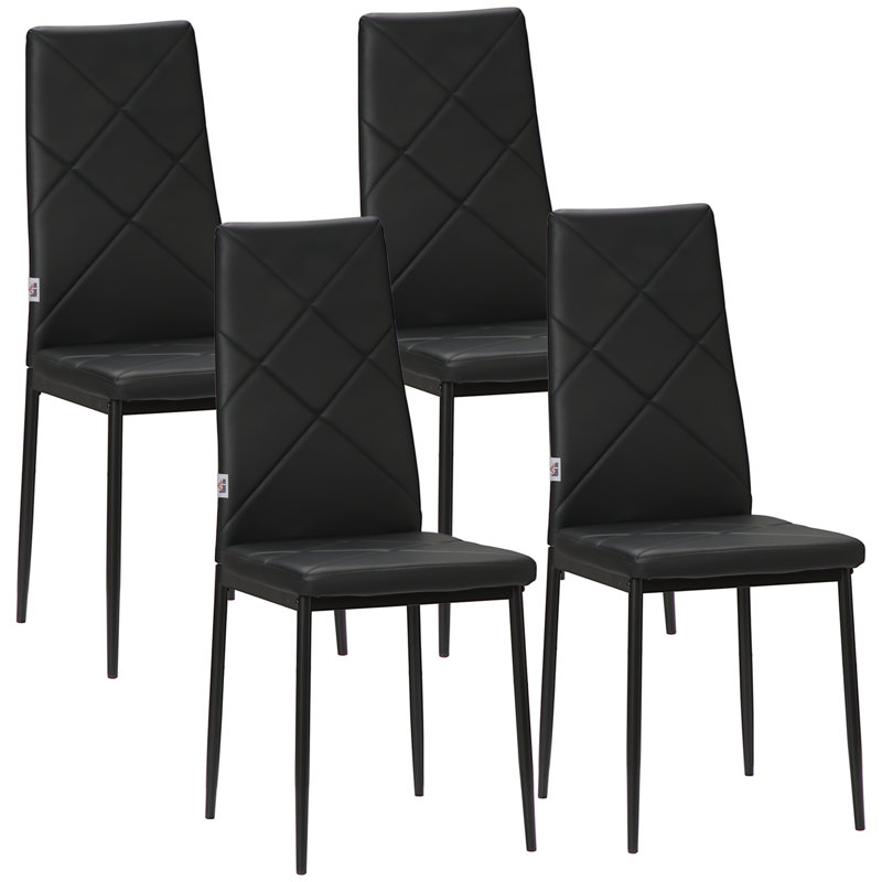 47cm H Tufted Upholstered Upholstered Back Side Chair, 4, Black