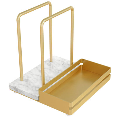 Napkin Holder For Table, Metal Marble Napkin Holder With Salt And Pepper Shakers Caddy, Standing Paper Napkin Storage, Gold