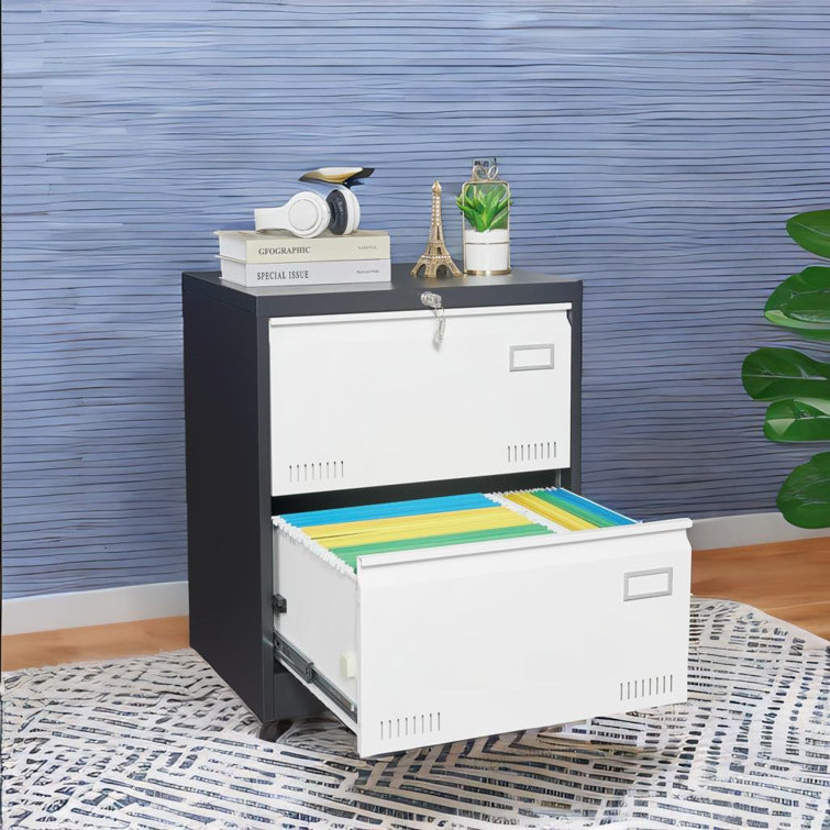 Latitude Run® Black White Filing Cabinets With Lock,2 Drawer - Wayfair 