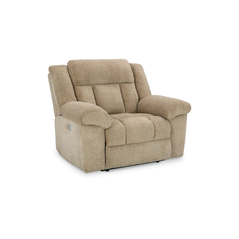Kendy Power Recliner With Adjustable Headrest, Polyester, Wheat