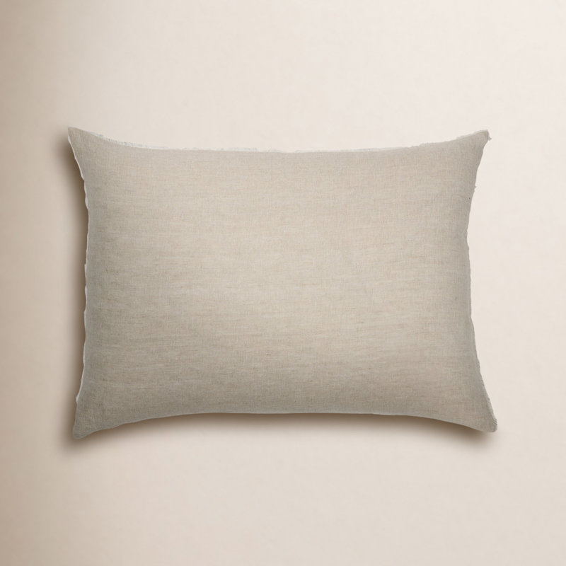 Hunter Fringed Linen Reversible Throw Pillow, Flax